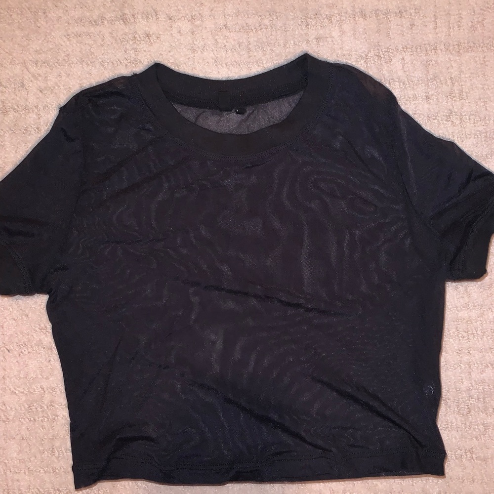 black mesh top